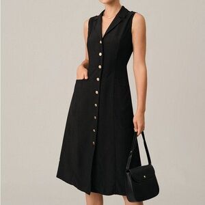 Black V Neck Midi Dress